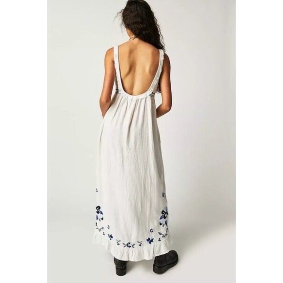 Free People White and Blue Floral Maxi Dress - Picture 4 of 14